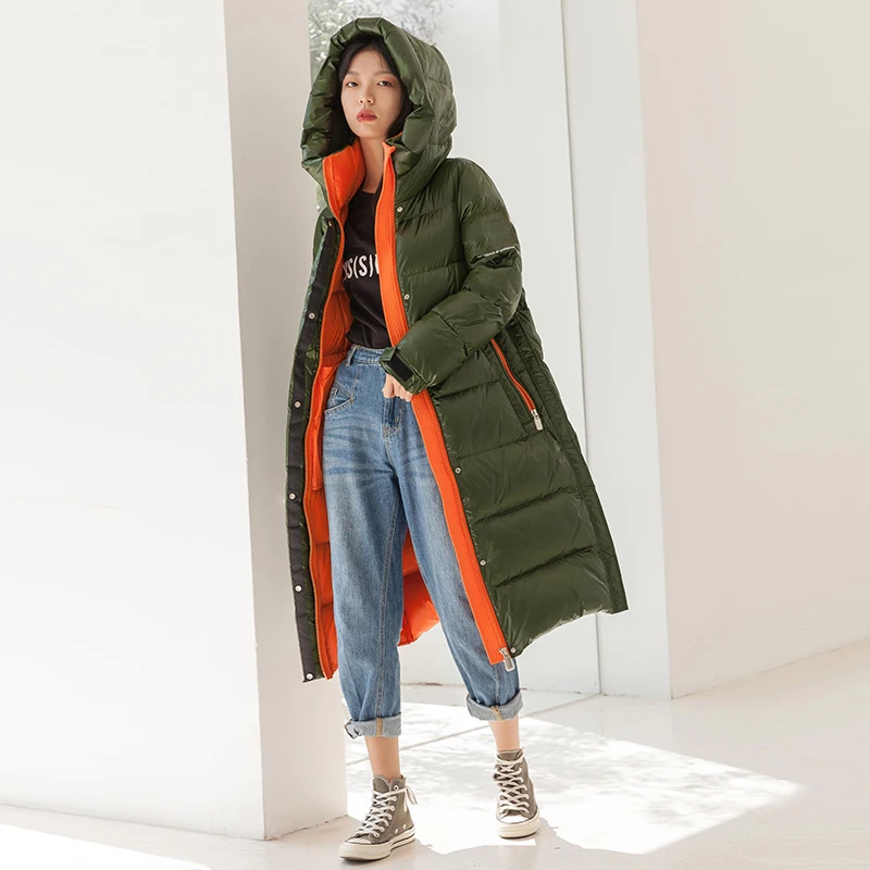 2024 New Arrival Women s Down Jacket Loose Fit Thickened Warm Fashion Threecolor Mediumlong Kneelength Down Jacket Trend