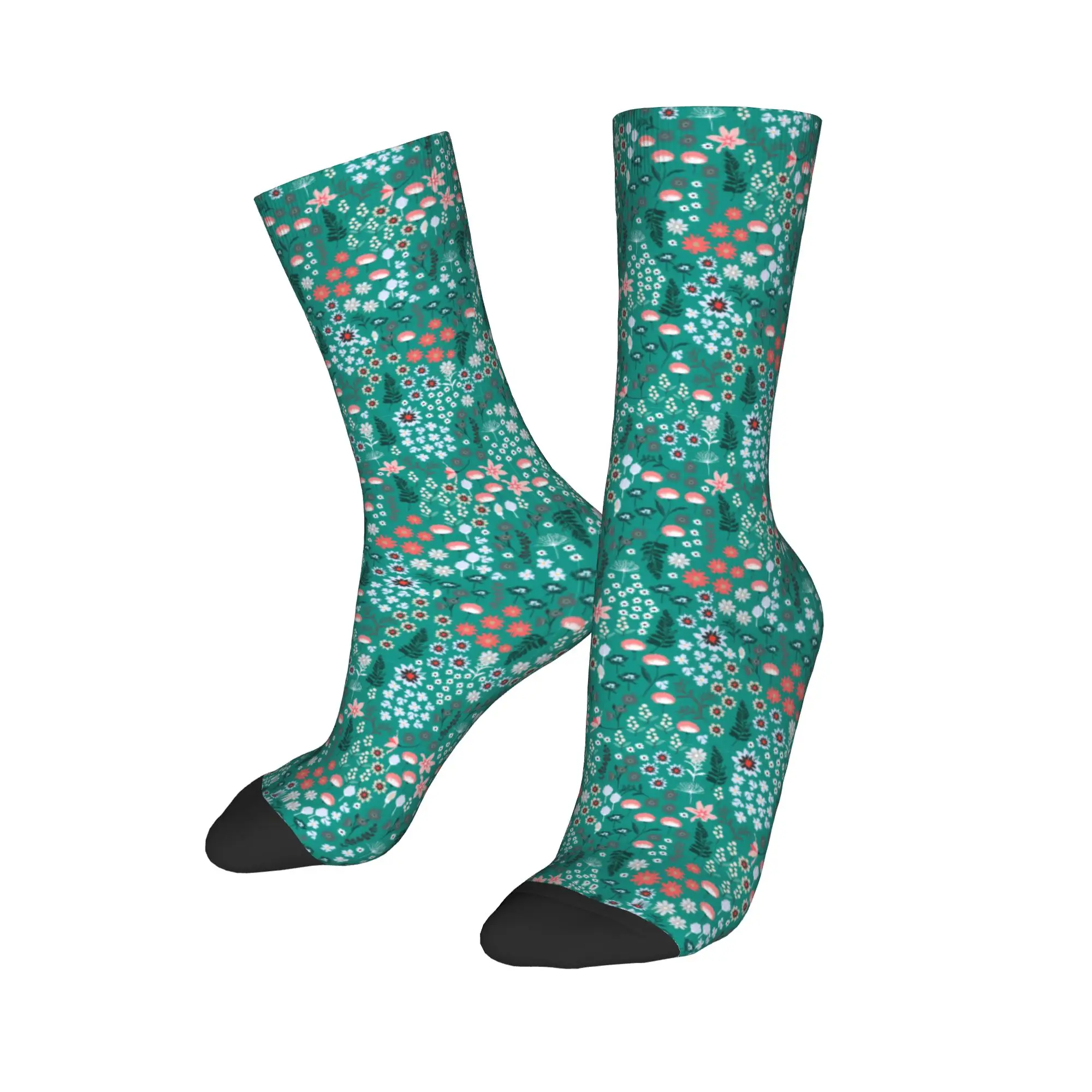 Women Men Socks Coloful liberty Wild flowers Floral  Stockings Non Slip Warm Soft Socks Winter Modern Graphic Cycling Socks