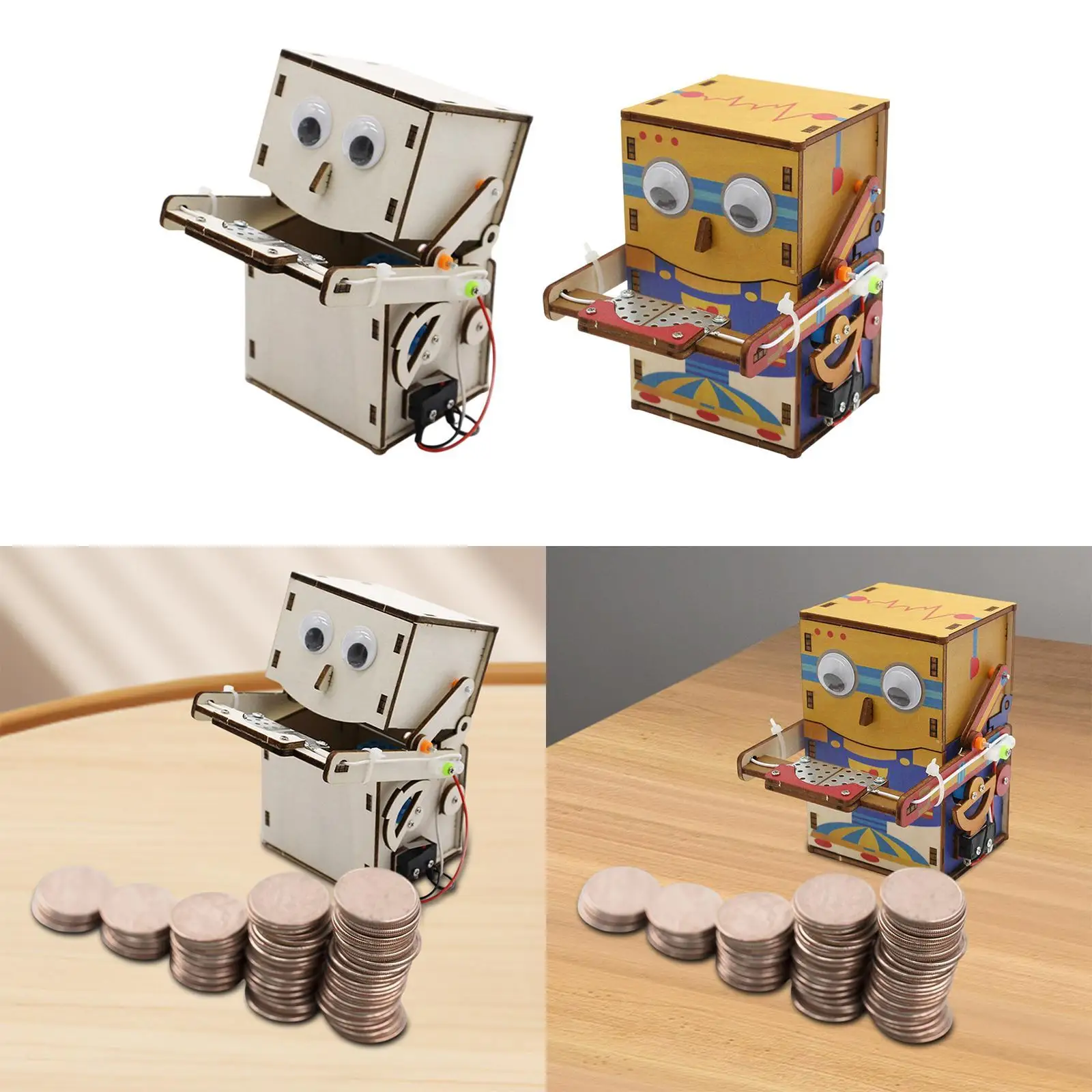 

Деревянный набор для научных экспериментов, 3D головоломка, строительный робот-копилка для детей и взрослых, забавная развивающая игрушка