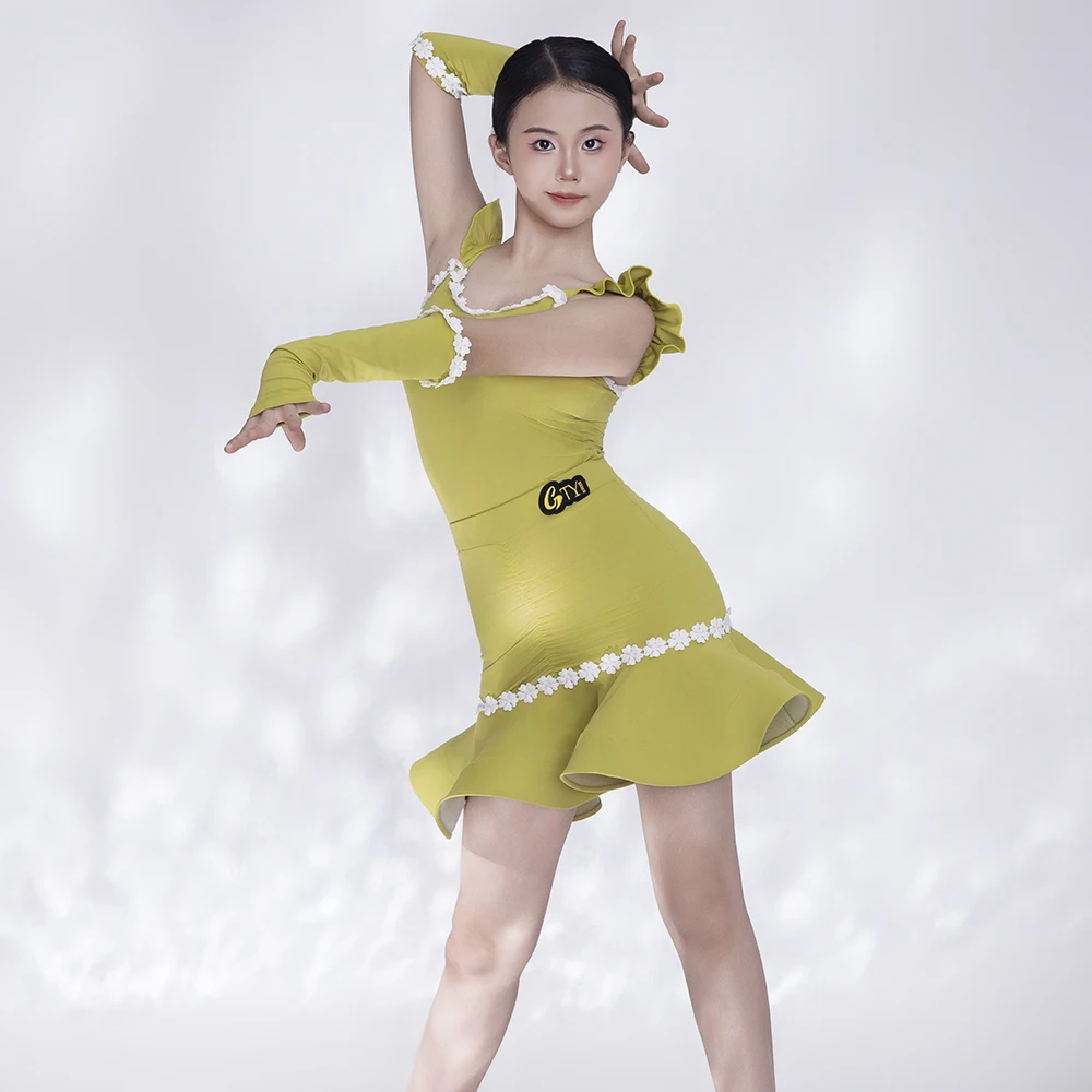 Kinder Mädchen Samba Lateinamerikanisches Tanzkleid Wettbewerb Gesellschaftstanz Salsa Tango Fransen Quasten Standard Übungskostüm Kinderanzug – Detail 2