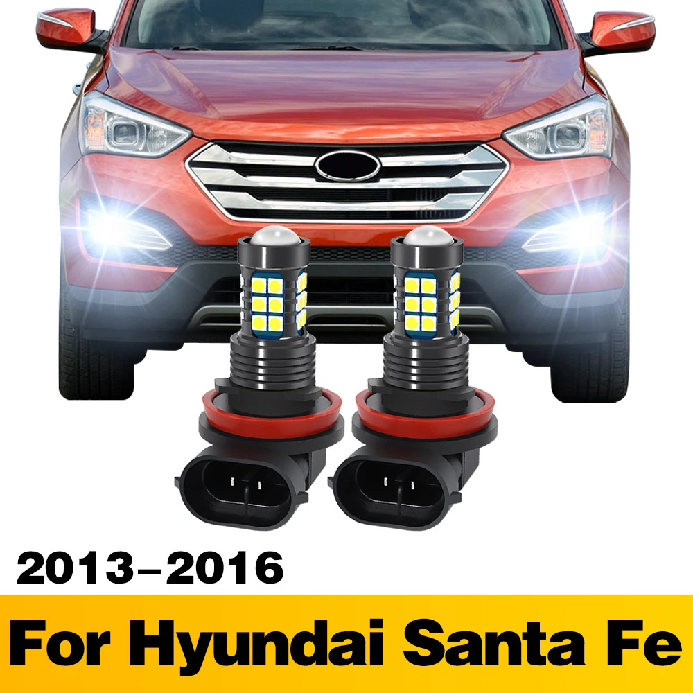 

2Pcs LED Lamp Car Front Fog Light Accessories For Hyundai Santa Fe 2013 2014 2015 2016