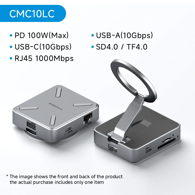 Hagibis Magnetic Stand USB C Hub With 2230 SSD Enclosure Type-C Hub SD/TF 4.0 4K@60Hz HDMI Gigabit Ethernet for iPhone 17 Pro 16 image 3