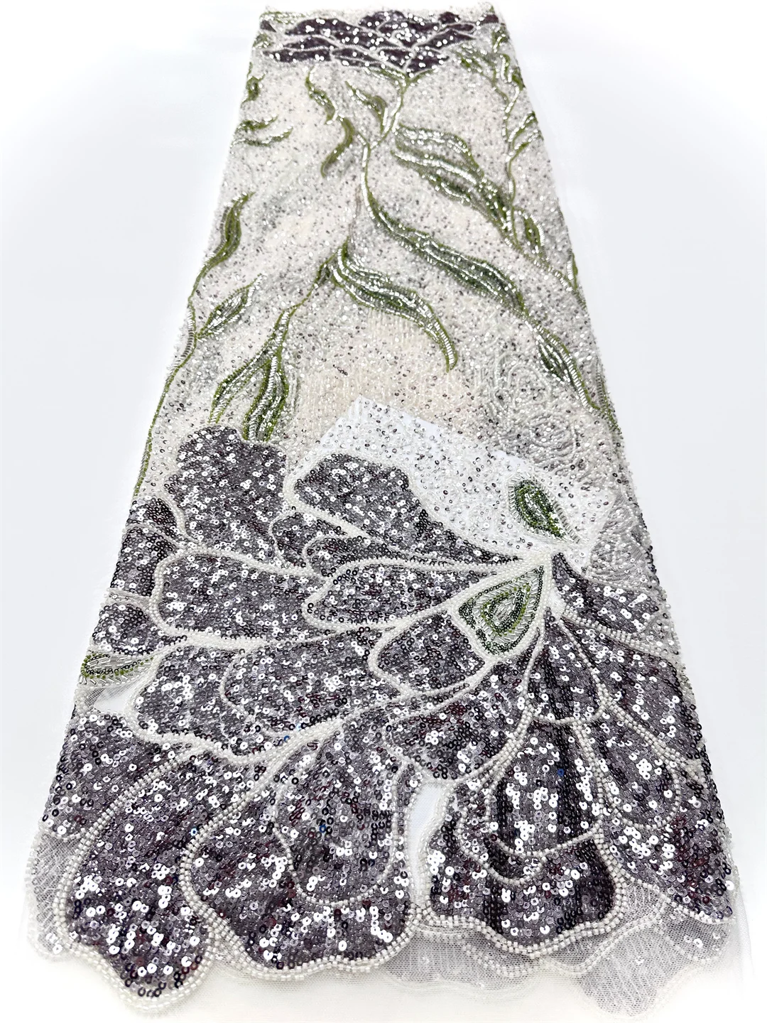 

2025 новейшая французская сетчатая вышивка с блестками, кружевная ткань в африканском нигерийском стиле, тяжелый тюль с бисером, кружевная ткань для свадебного платья для женщин