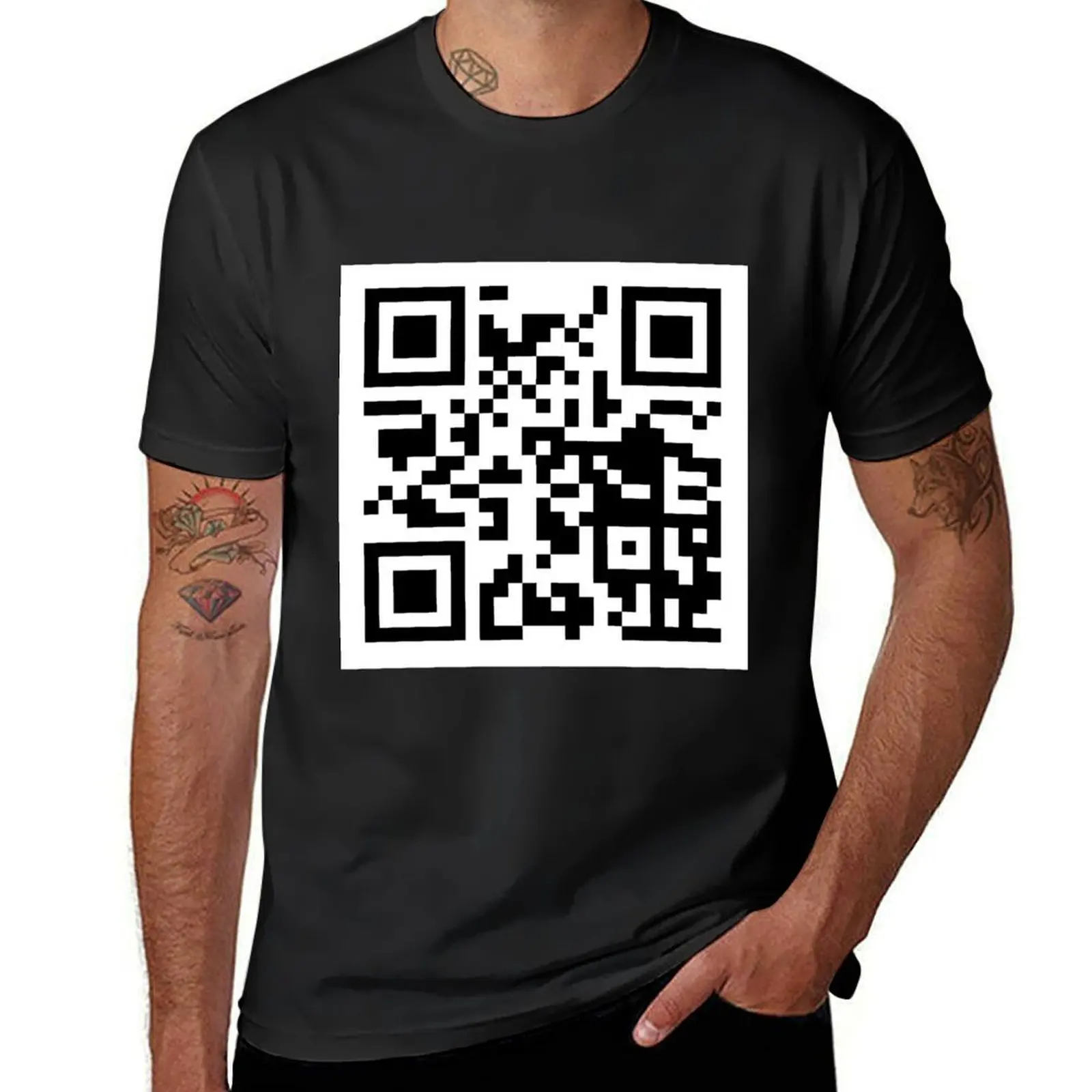

Rick Roll - QR Code T-Shirt vintage clothes blanks tees plain heavyweight t shirts for men
