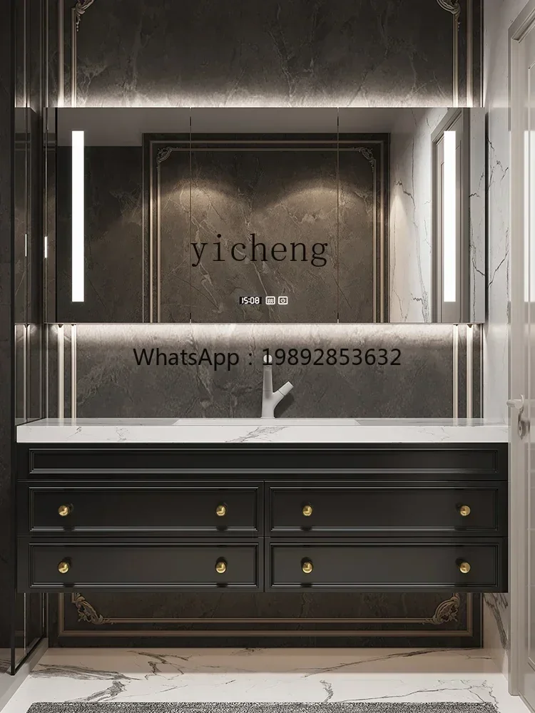 

Комбинация шкафа для ванной комнаты, высококачественная дубовая краска, новая каменная плита, керамический бесшовный умывальник