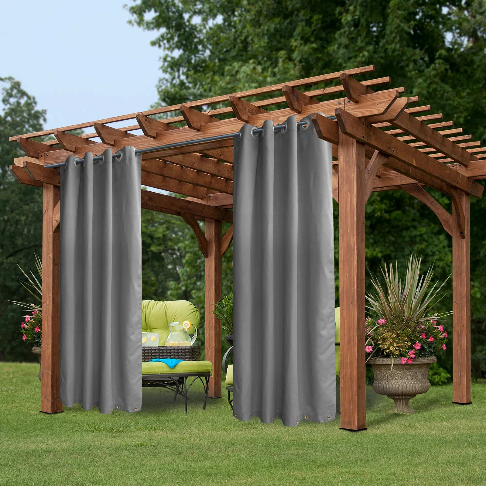 

Gray Outdoor Thermal Grommet Blackout Curtain - 50 in. W x 108 in. L, 1-Panel