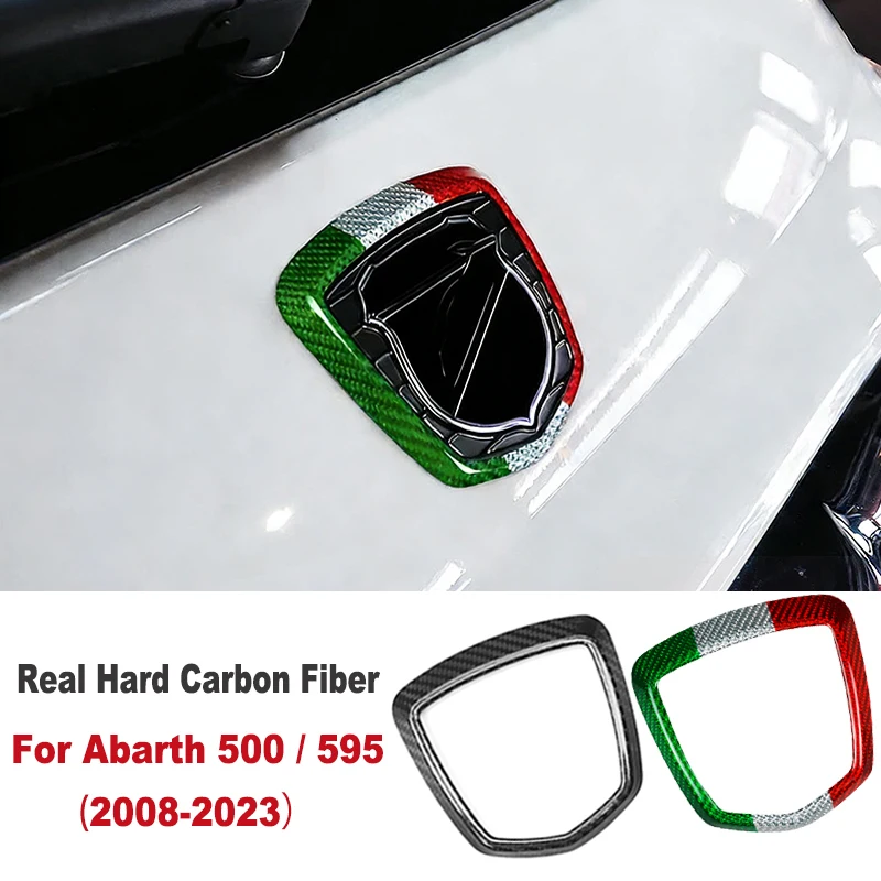 

Real Hard Carbon Fiber For Fiat 500 Abarth 595 2008-2020 2021 2022 2023 Exterior Accessories Car Rear Trunk Logo Frame Sticker