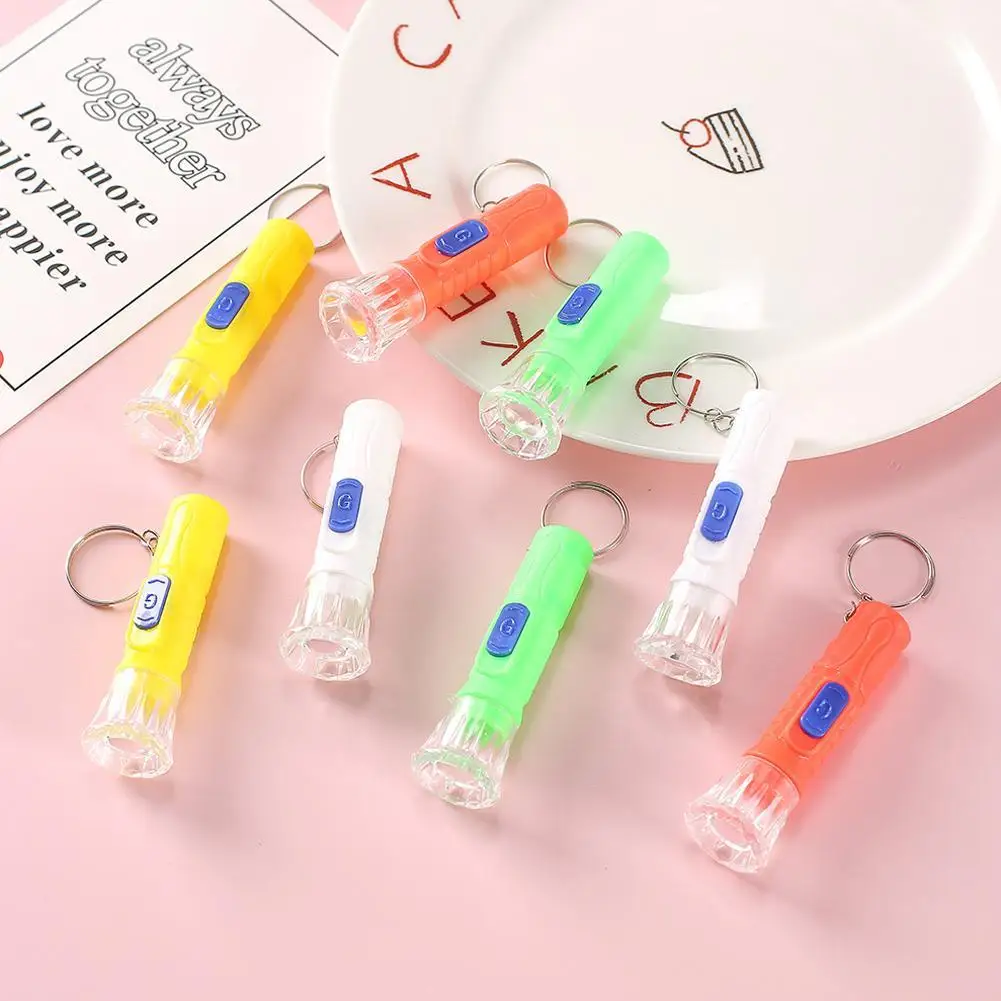 

Mini Flashlight Keychain For Decor Assorted Colors Torch Keyring Flashlights LED Light Children's Toys Halloween Party Favors