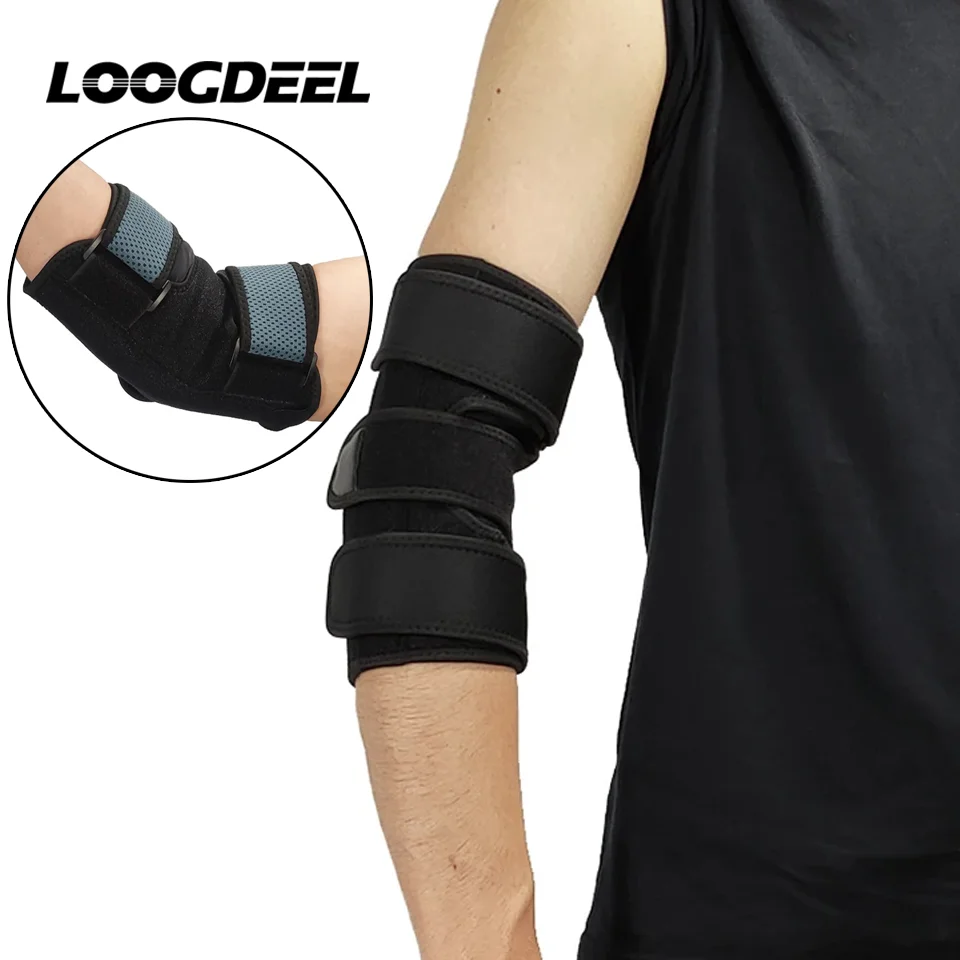 LOOGDEEL 1Pcs Elbow Brace Guard Night Elbow Sleep Support Stabilizer Removable Metal Splints Cubital Tunnel Syndrome Tendonitis