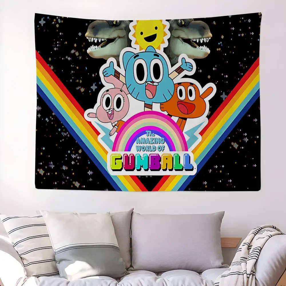 The Amazing Funny W-world Of Gumball Colorful Tapestry Wall Hanging Hanging Tarot Hippie Wall Rugs Dorm Wall Art Decor