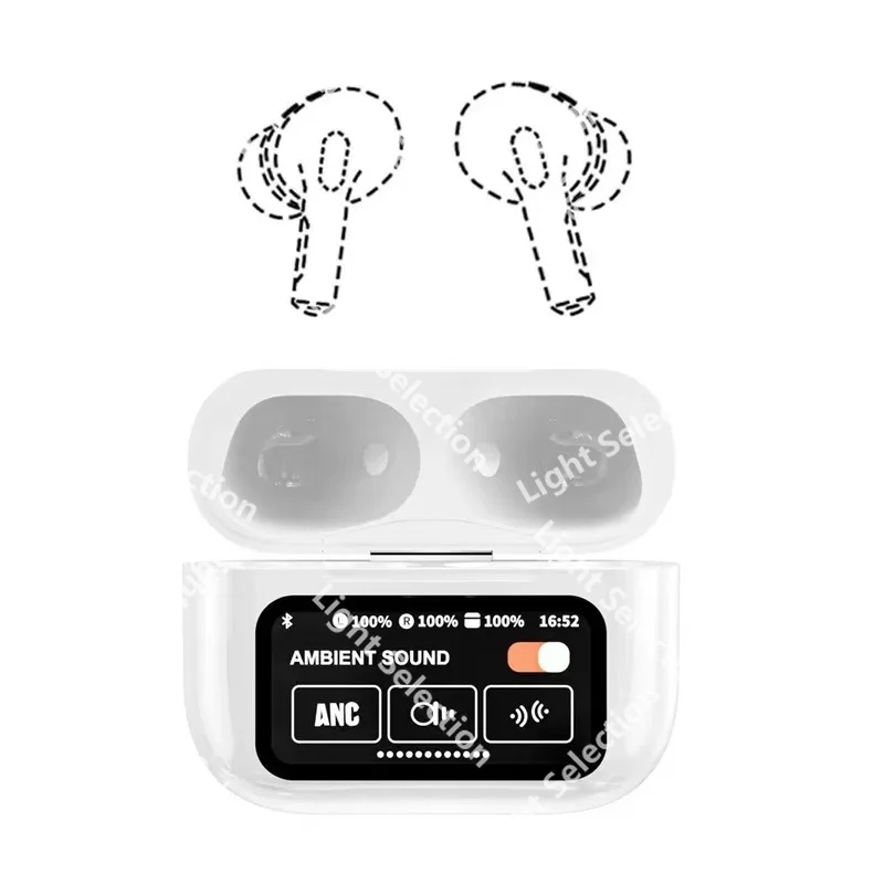 

Screen touch display wireless bluetooth headset TWS semi-in-ear ANC ENC noise reduction bluetooth