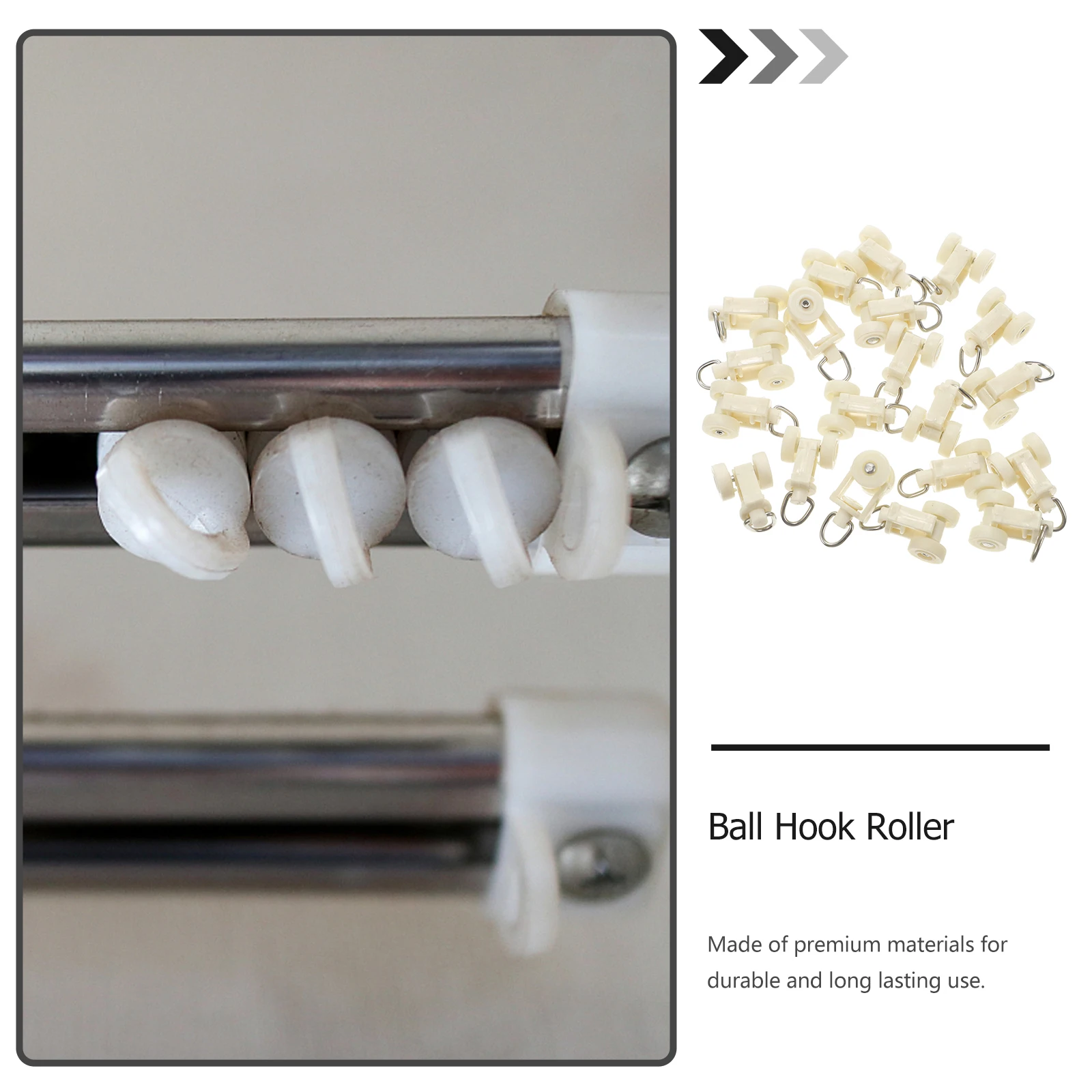 

20pcs Curtain Track Rollers Smooth Sliding Plastic Pulley Hook For Home Office Bedroom Closet Window Door Decor Hardware