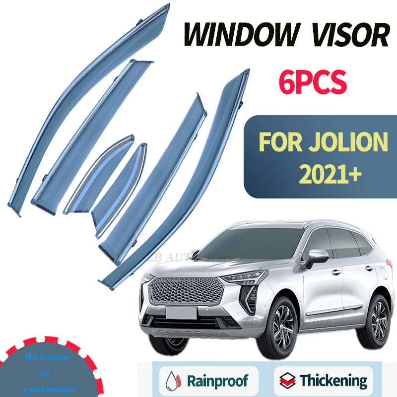 

For HAVAL Jolion 2021+ 6Pcs Window visors Rain water prevention; Covering the sunlight; Anti fog; Snow prevention