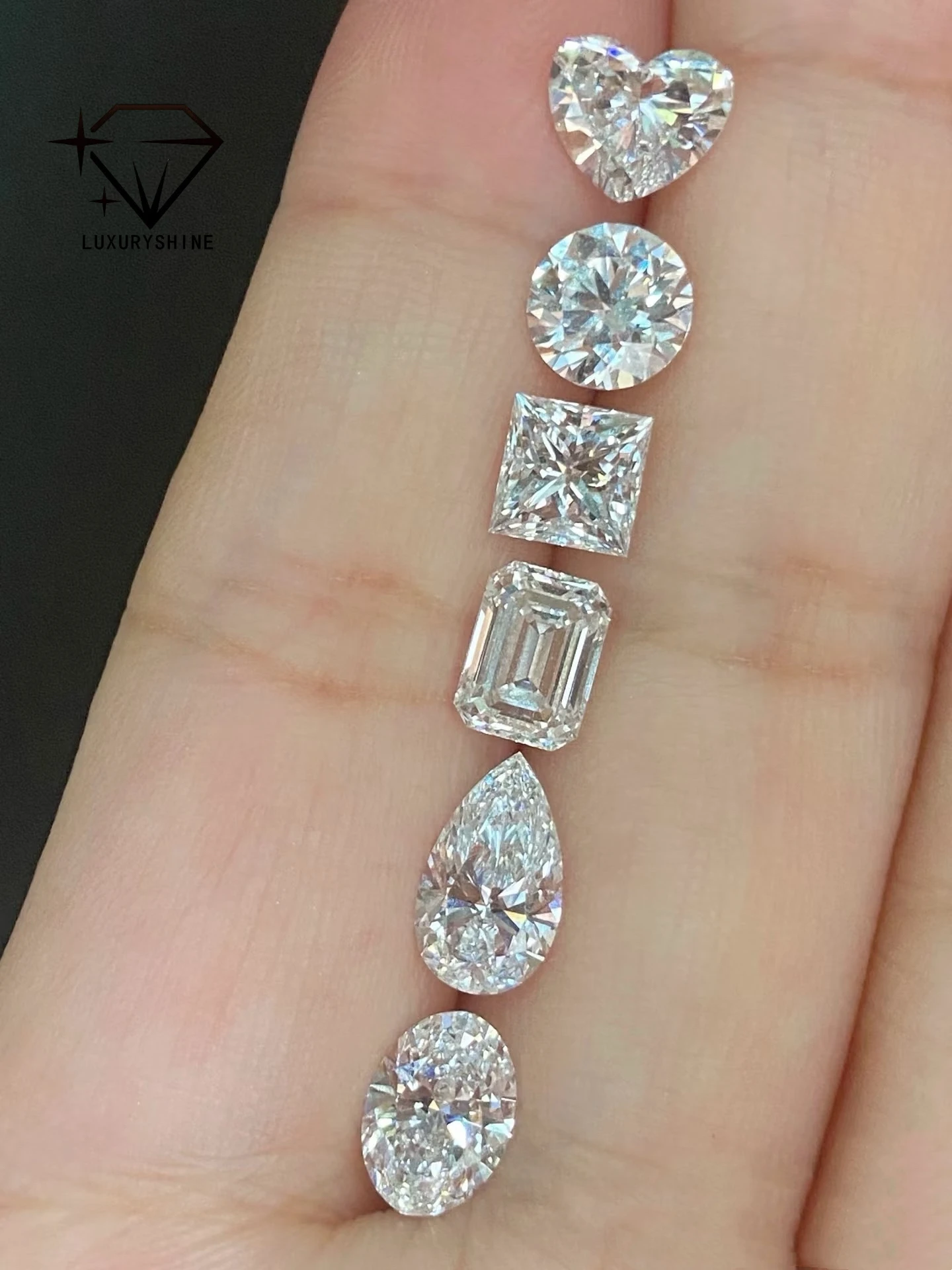 LuxuryShine VVS2-VS1 Lab Grown Diamond Loose Diamonds Heart/Princess/Oval/Round/Cushion/Pear/Asscher With Certificate