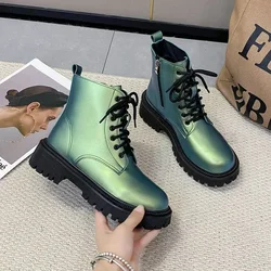 Women Shiny Lacquer Leather Short Boots  Winter European American Fashion Anti Slip Durable Boots Banquet Travel Casual Shoes 20