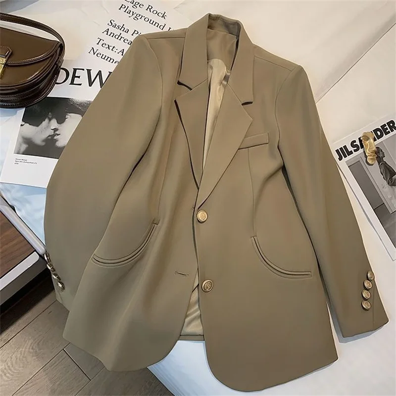 Khaki Frauen Anzug 1 Stück Blazer weibliche Frühling Büro Dame Business Arbeit tragen Jacke Mädchen formelle lässige elegante Mantel Ballkleid