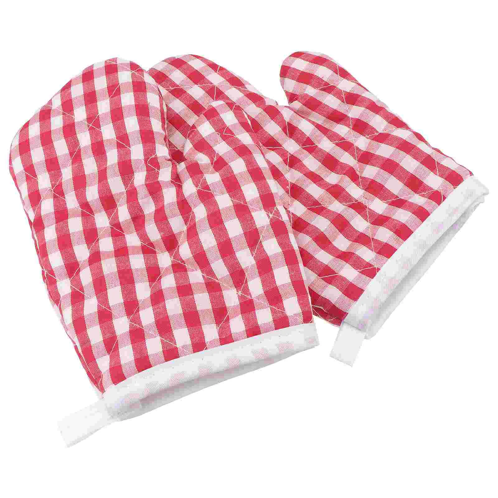 2 Pcs Kids Aprons Oven Gloves Heat-resistant Kitchen Gift Microwave Men and Women Mitt