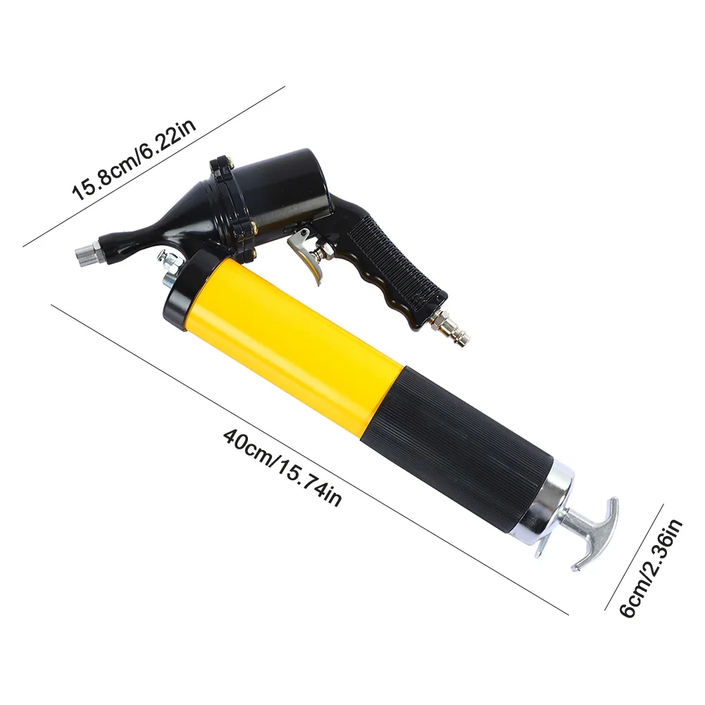 400CC Air Operated Grease Gun 6000PSI Pneumatic Compressor Pump Flexible Hose Portable Grease Gun 2 Coupler 1 Bent Metal Pipe