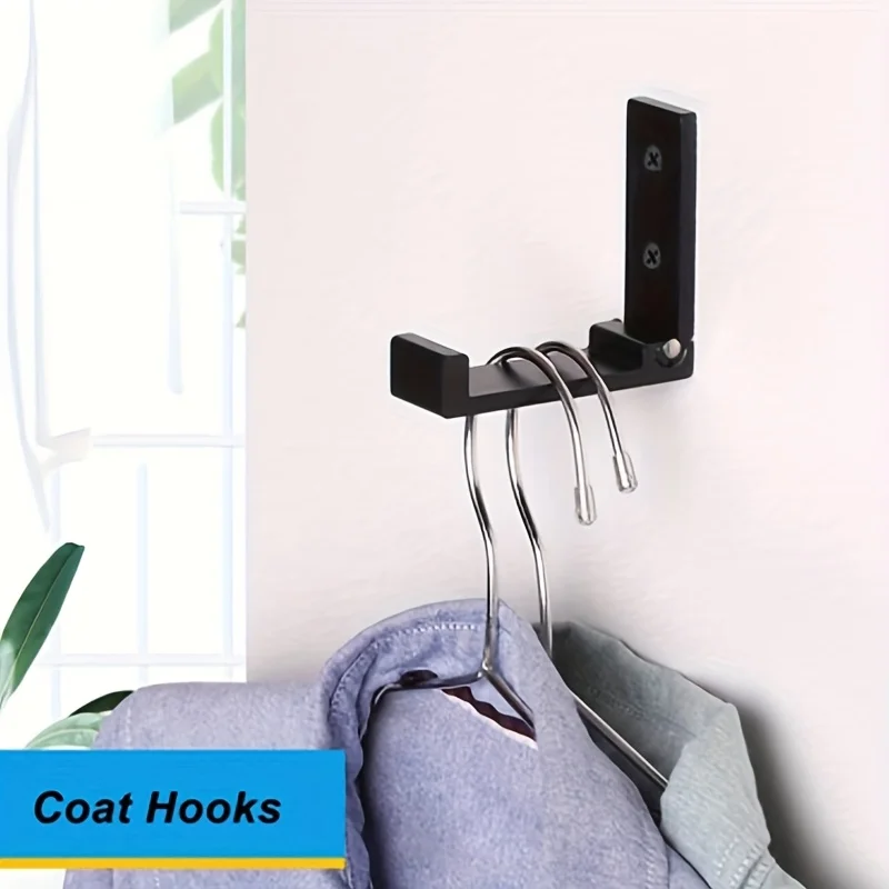 1 Set Heavy Duty Aluminum Wall-Mounted Hangers,Space-Saving Foldable Design for Clothes, Towels, Hats, Bags & Fitness Equipment
