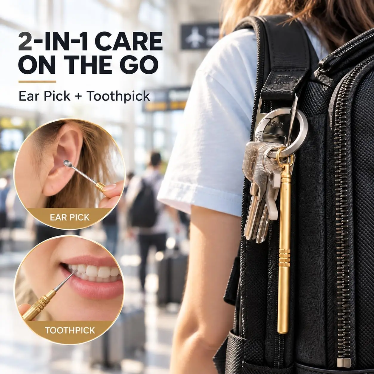 Titanium Outdoor Portable Multifunctional Toothpick Bottle Fruit Fork Camping Tool Toothpick Tube Stronger Than Dental Floss