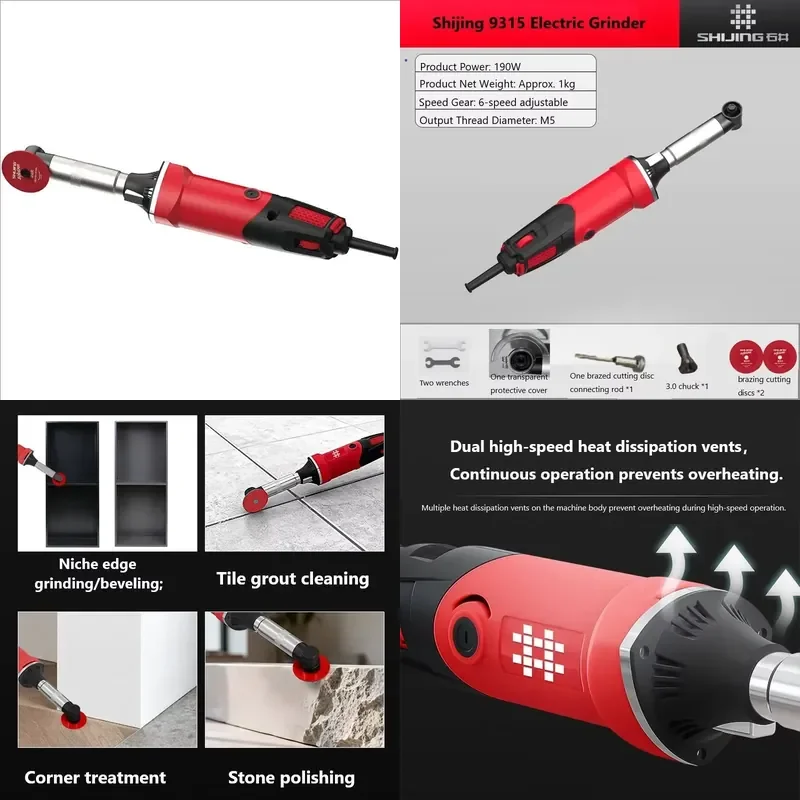 SHIJING Tools Mini Micro Angle Grinder 90 Degree Electric Elbow Straight Grinder Handheld Polisher Shijing 9315 Electric