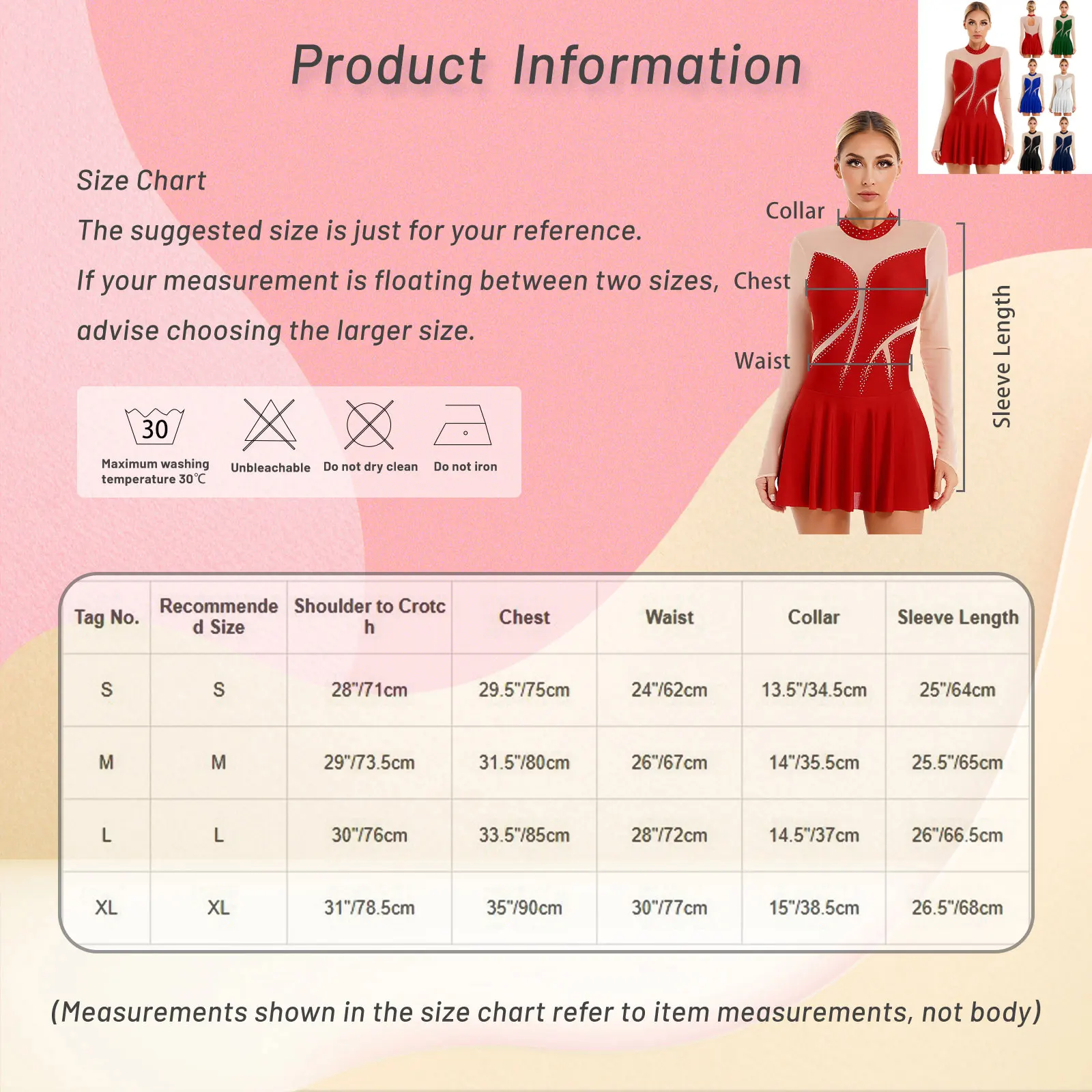 Women Long Sleeves Gymnastics Skirted Leotard Shiny Rhinestones Ballet Dancewear Figure Skating Dress Stage Performance Costume