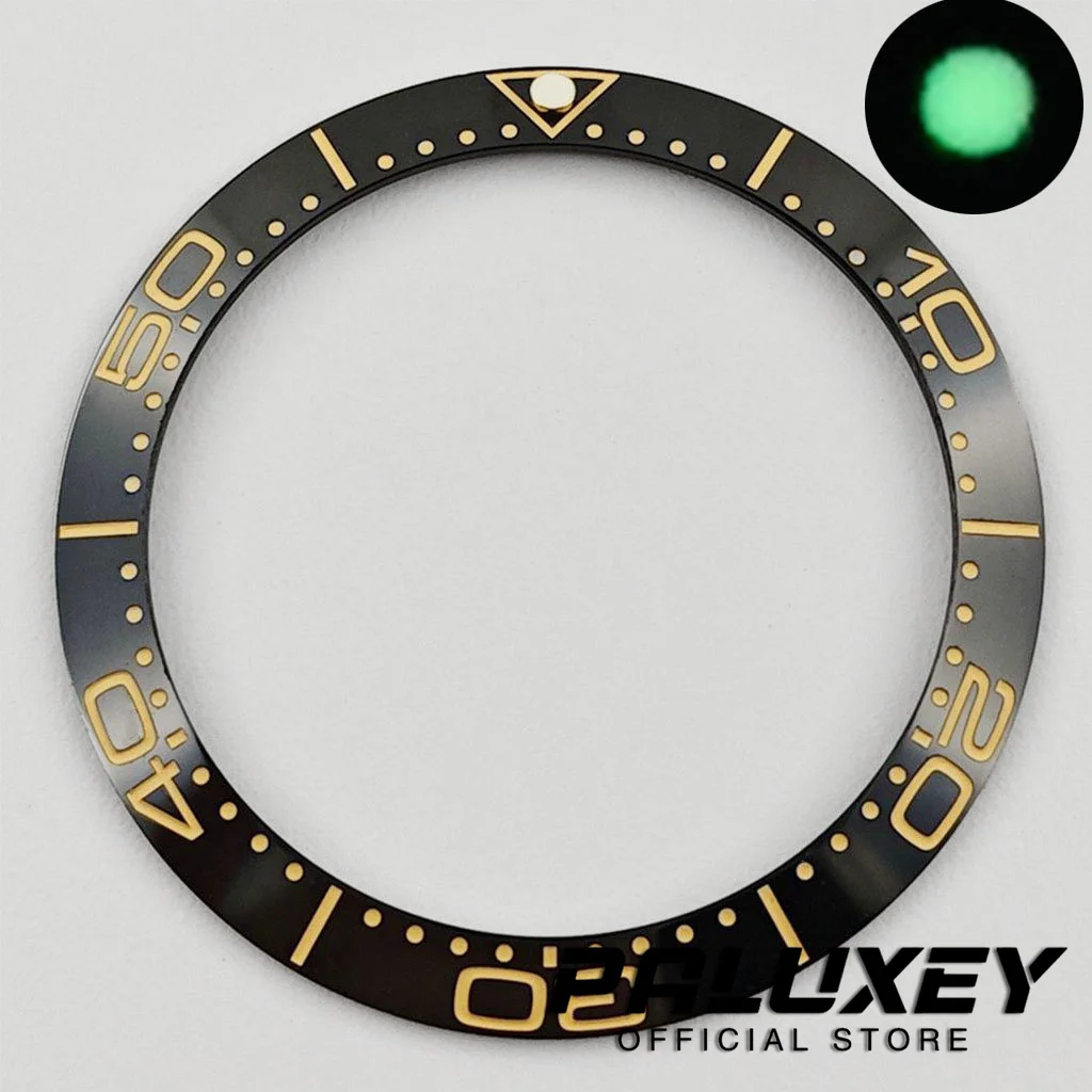 Schräge Form, 38 mm x 30,6 mm, hochwertige Taucher-Lünetteneinlage aus Keramik/Aluminium, 1 Stück, für NH35 NH34 NH36 GMT Automatikuhren-Lünette