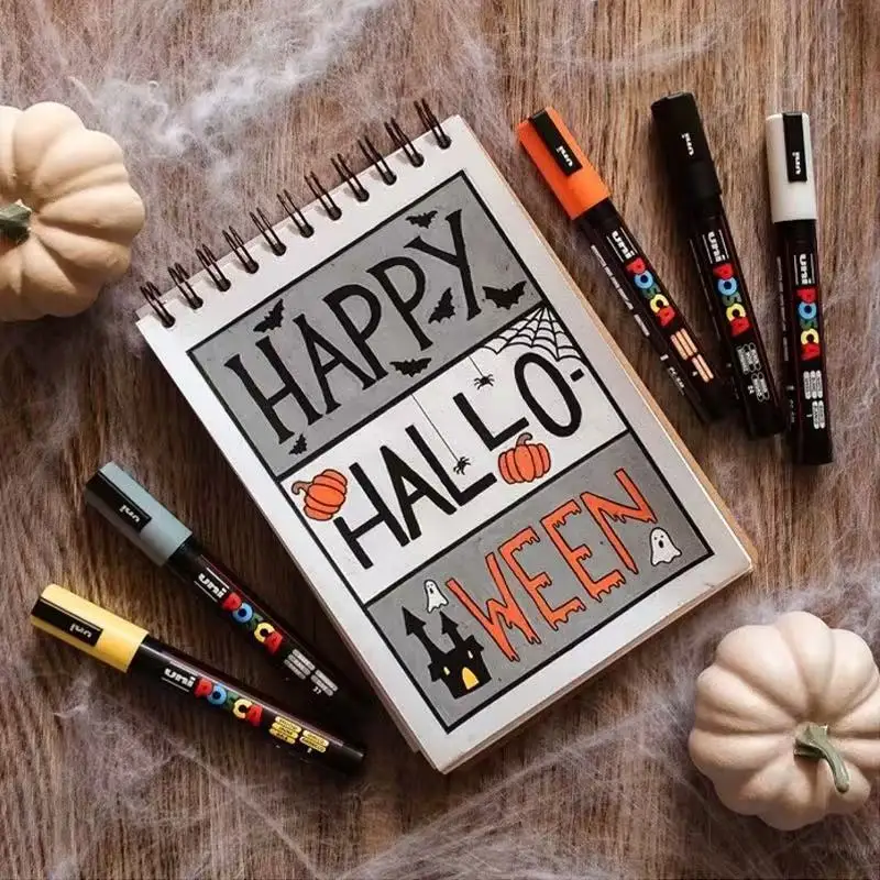 اليابان Uni POSCA مجموعة أقلام تحديد الاكريليك الكتابة على الجدران الرسم الدائم مقاوم للماء الأطفال الرسم PC-3M/1M/5M النسيج لوازم الفن