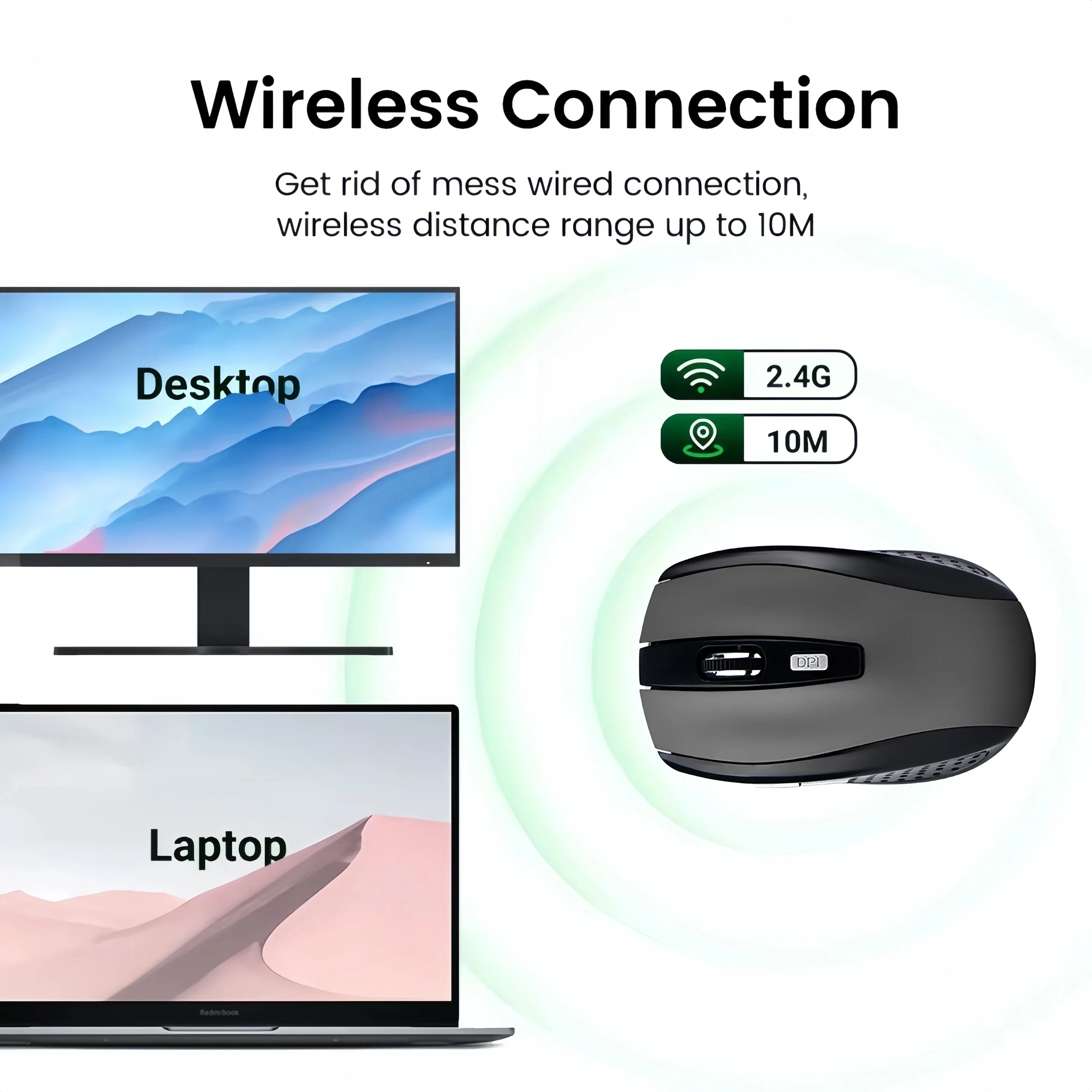 2.4G Wireless Mouse 6 Buttons Silent Click Mouse Gaming Mouse Office Ergonomic Mouse Optical Office Mice for PC Laptop MacBook