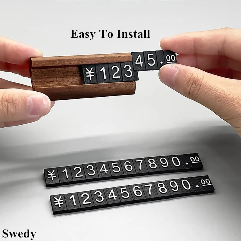10 Sets / Box Mini Jewelry Price Cube Tags Small Adjustable Number Wood Price Label Sign Holder Display Stand