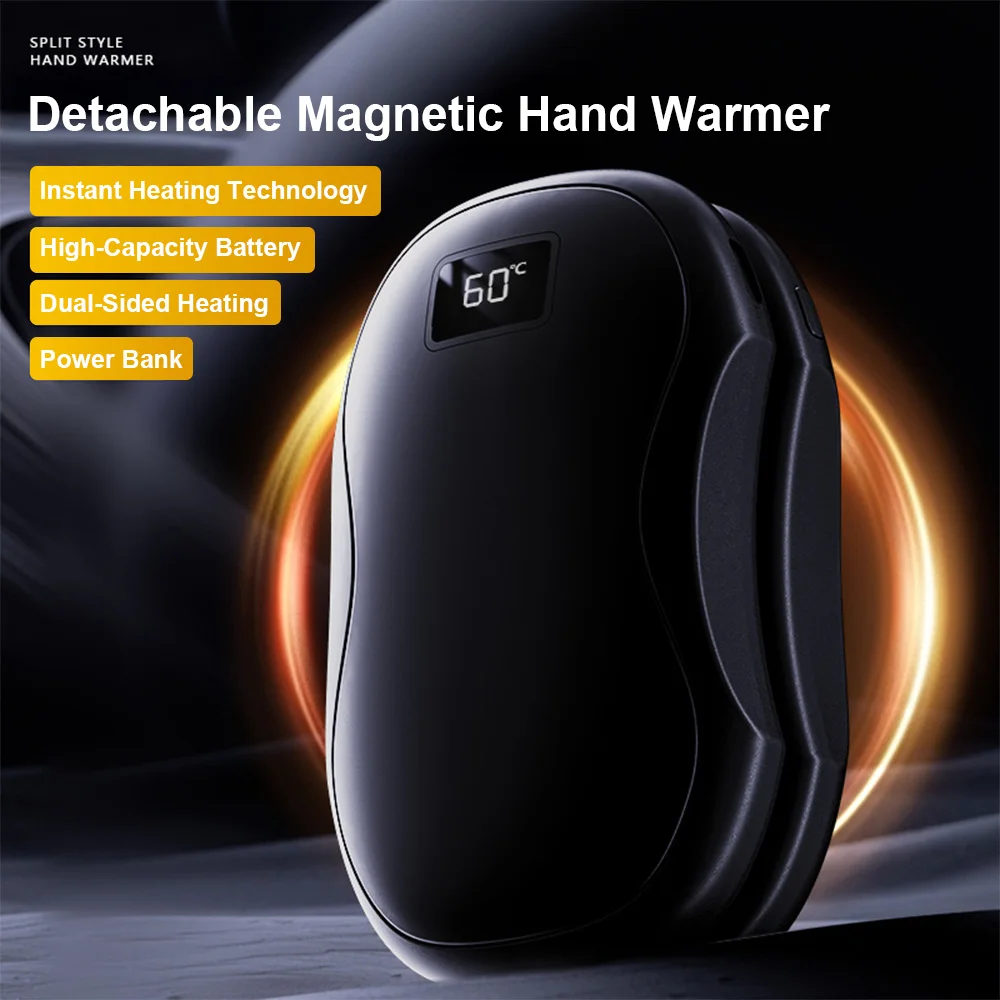 Calentadores de manos magnéticos recargables, paquete de 2 con pantalla digital, regalos de 3 configuraciones, calentador de manos portátil de bolsillo para Navidad