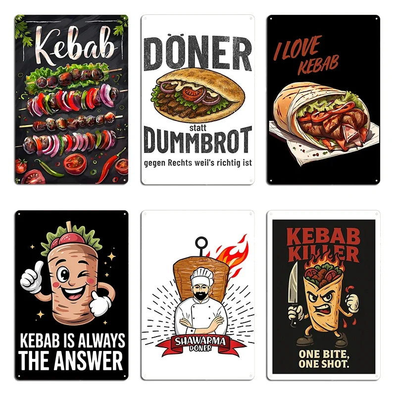 World Kebab Day July Döner instead of DUMMBROT Political statement against the shift to the right Metal Decor Tin Sign Poster