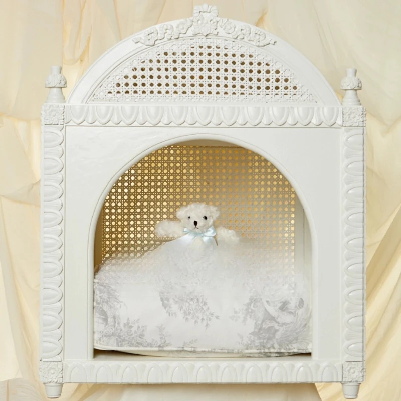 High-end solid wood indoor litter kennel at dog cat villa