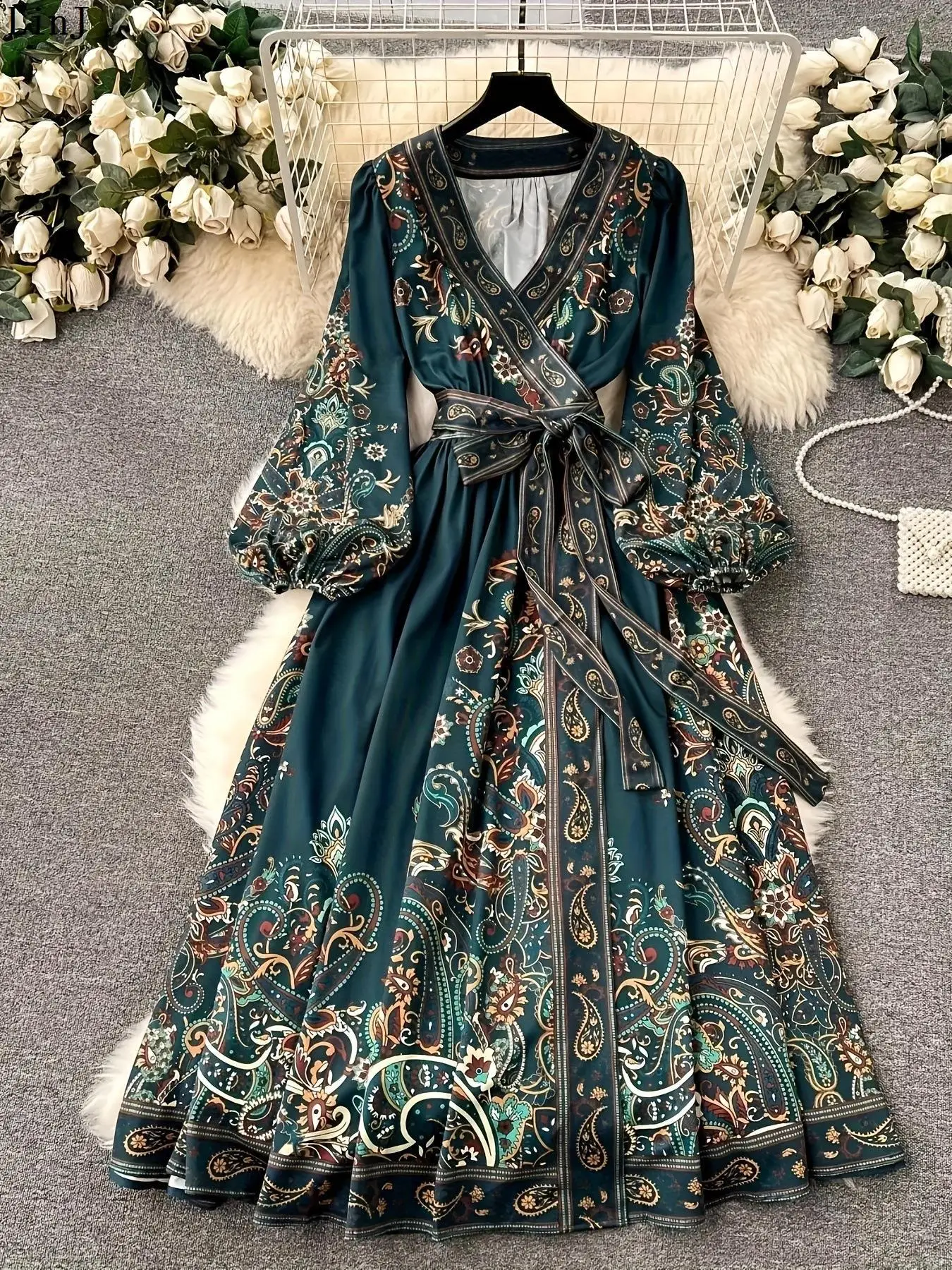Ethnic Style Dresses - Женское длинное платье макси с цветочным