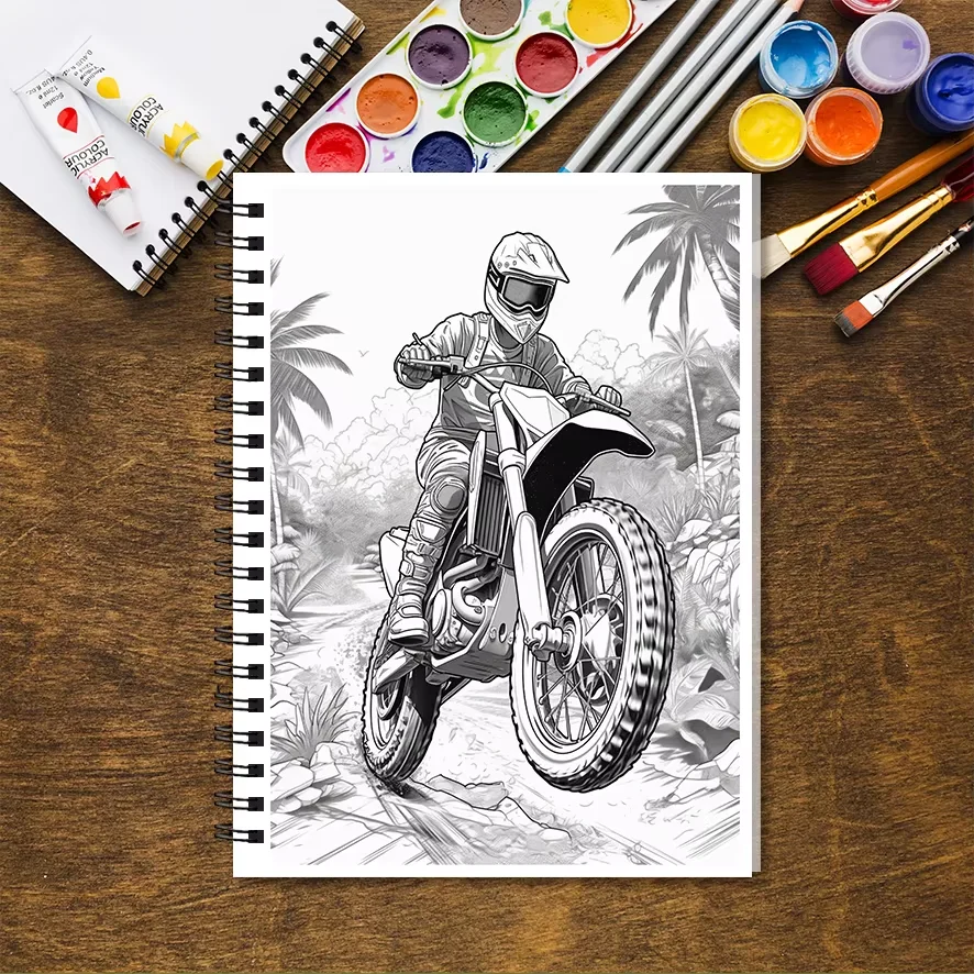 Buku Mewarnai Sepeda Motor Keren - 8,3 x 11,2 inci, 32 halaman - Cocok untuk menghilangkan stres dan hadiah kembali ke sekolah untuk keluarga Anda