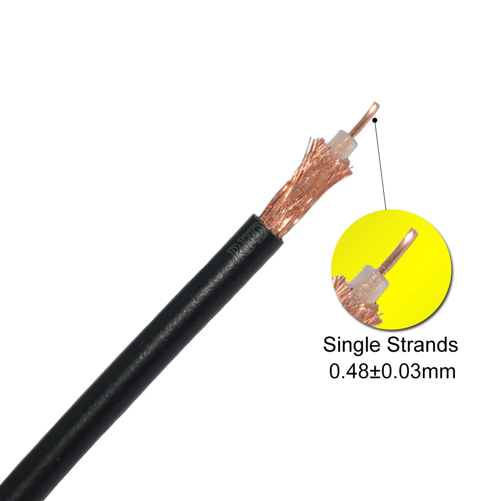 Fotografia 4: Cabo RG174 50 Ohm Bom desempenho Trança coaxial RF de baixa perda para crimpagem Conectores de fio RF RG-174
