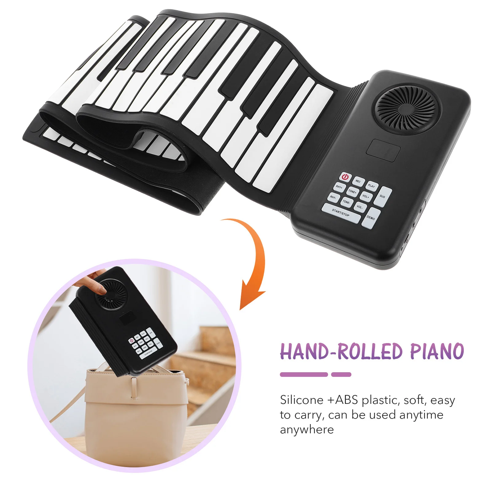 

NEW 88 Keys Folding Piano Keyboard Silicone Roll Up Portable Electronic Hand Roll Musical Instrument Travel Builtin Speaker
