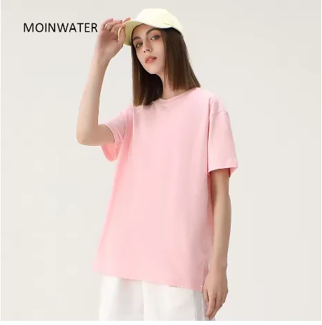 

Summer Cotton Women's pink Cotton Oversized T-shirt Soft Unisex Casual Tee Boys and girls Short Sleeve Top 2025 New