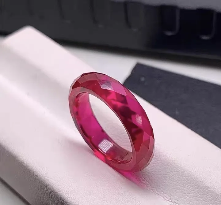 Roman Museum Laboratory Cultured Ruby Pearl Red Ring Ring for Men and Women, Couple Style, Matching Tail Ring Pendant, Hardness