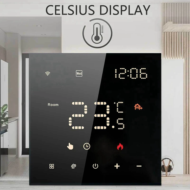 Abgr-tuya wifi termostato inteligente termostato de aquecimento de piso casa inteligente aquecimento elétrico controle de voz led tela colorida