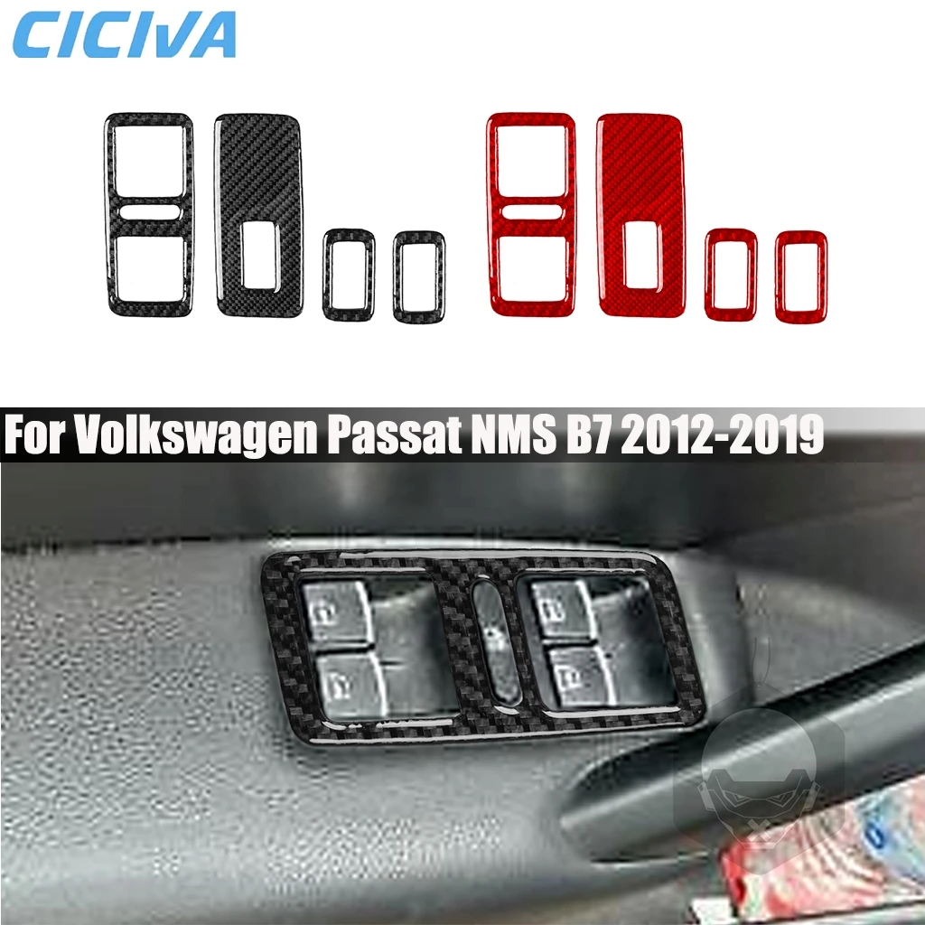 

Carbon Fiber Car Accessories Window Lifting Control Interior Cover Modified Trim Sticker For Volkswagen Passat NMS B7 2012-2019