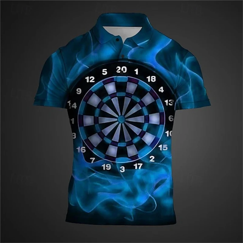 Darts Men\'s Subcultural 3D Print Polo Shirt Party Street Vacation Casual Short Sleeve Turndown Polo Shirts Clothing Button Tops