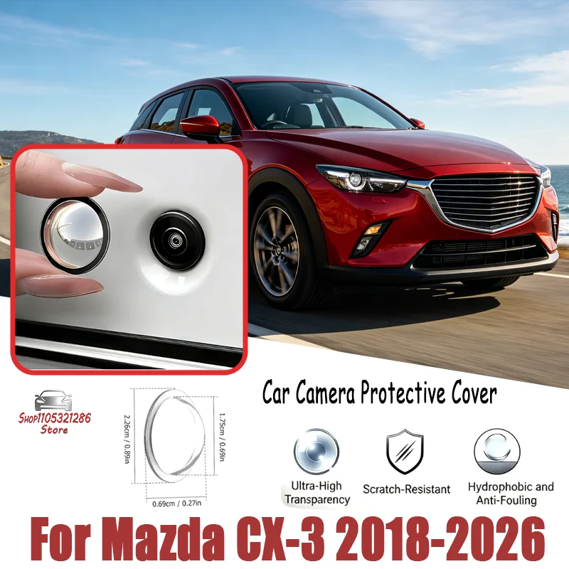 

360 Reverse Cam Cover For Mazda CX-3 2018-2026 2Pcs Anti-Scratch HD PC Lens Protector, Waterproof Easy Install Car Accessories