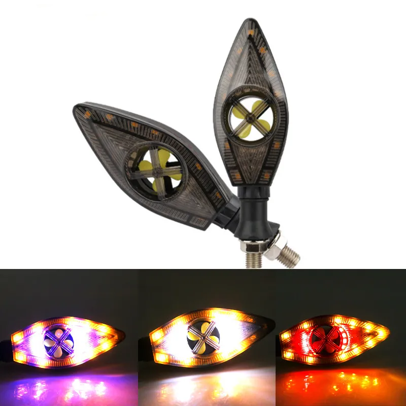 2pcs Turbine Fan style Decorative lamp motorcycle Turn signal drl motorcycle Driving lights Flashing taillight turn Signal light