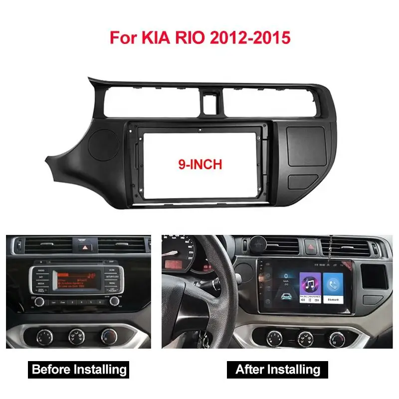 9 INCH Car Radio Fascia Double Din Frame GPS DVD Bezel Panel Dash Installation Kit For KIA RIO 2012-2015 MP5 Stereo Player