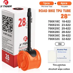 X-TIGER Ultra Light 28g Bicycle Inner Tube 700X18 23 25 28 32C Road Mountain Bike TPU Tire 65mm Length French Valve Bike Accesso