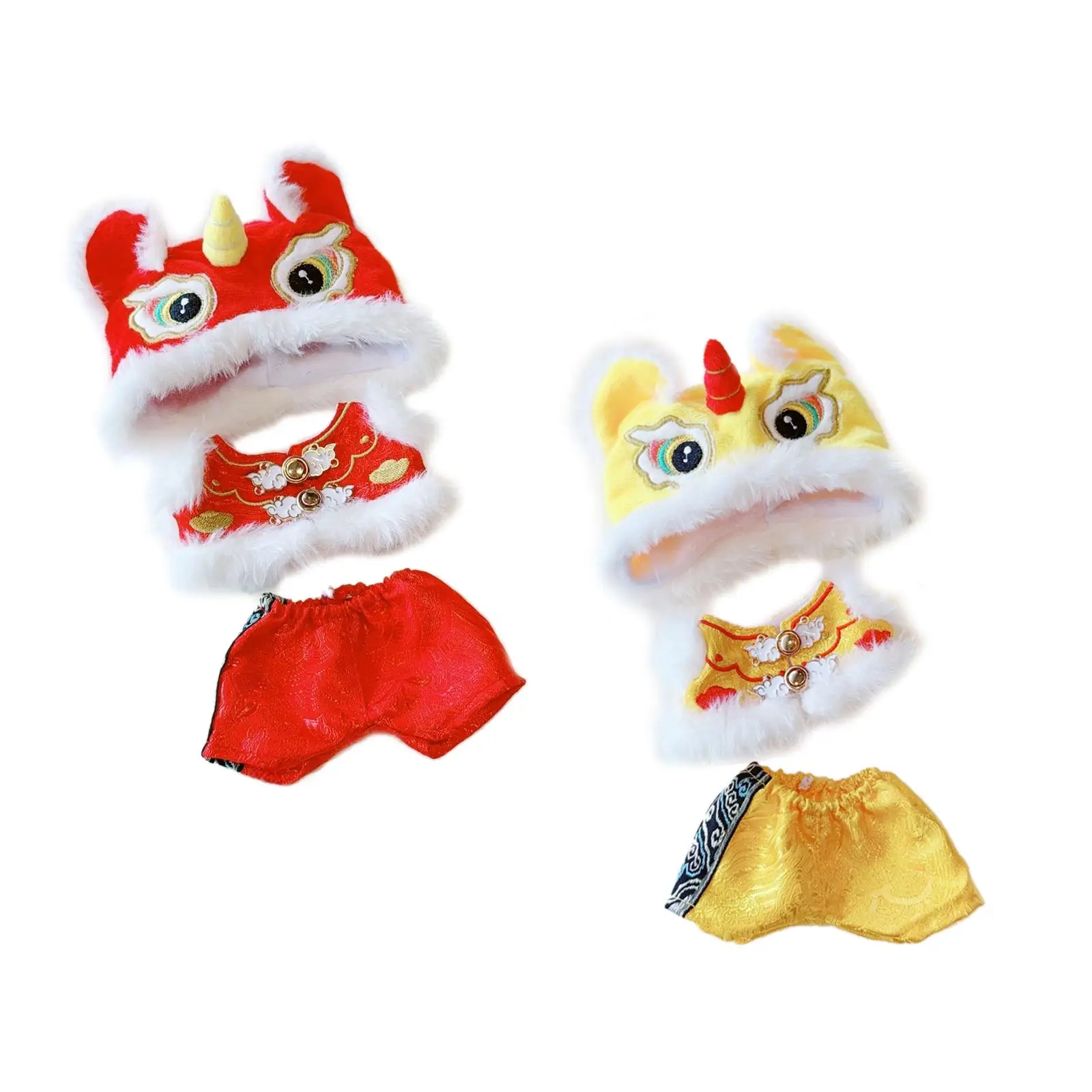 3x Lion Dance Set Stuffed Doll Clothes Pretend Play Detachable Stylish for Kids Birthday Gift Doll Clothing for 10-17cm Dolls