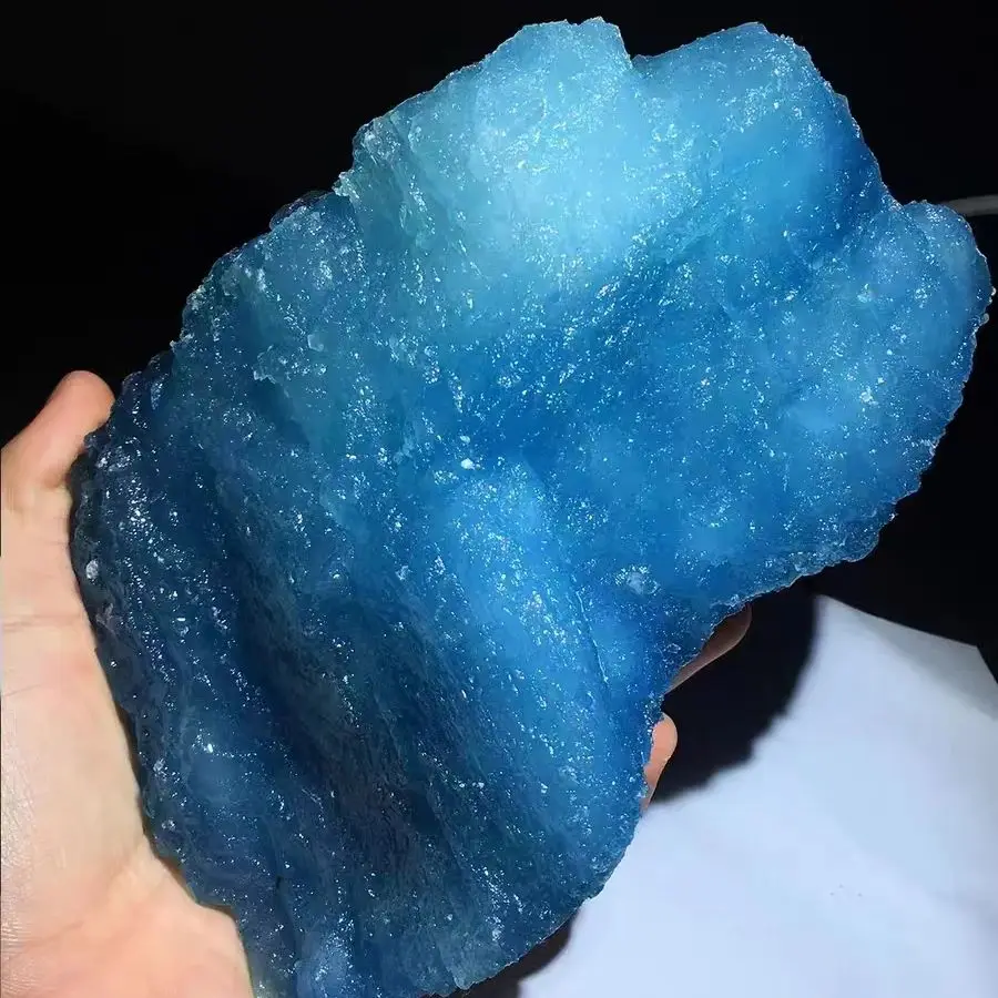 Natural Blue Aquamarine Ore, Quartz Crystal Rough Rough Stone, Mineral Reiki Healing Gemstone, Home Office Degaussing Decoration