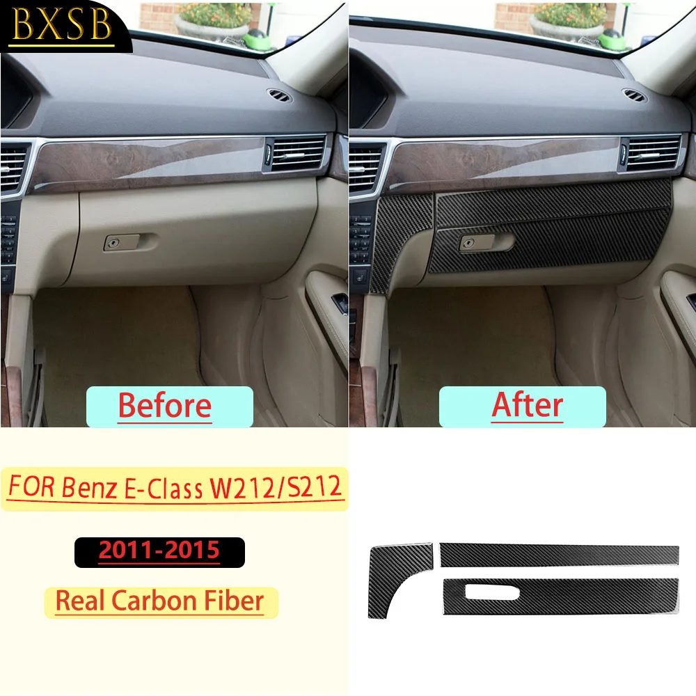 Carbon Fiber For Mercedes-Benz E-Class W212/S212 2011-15 Car Co-pilot Storage Box Trim Customizable Sticker Interior Accessories