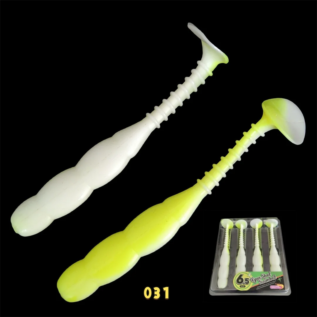 Noeby New hot 4pcs 21G 15CM big T tail Soft Worms Crank Hook Jig Soft Baits Shad Silicone Artificial Baits Fishing Fish Lures